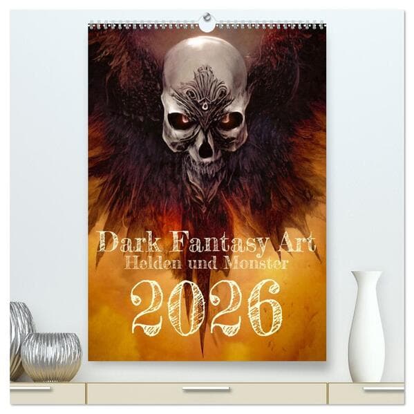 Dark Fantasy Art - Helden und Monster (hochwertiger Premium Wandkalender 2026 DIN A2 hoch), Kunstdruck in Hochglanz