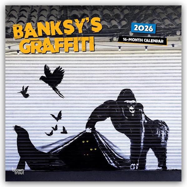 Banksy's Graffiti Official 2026 12 X 24 Inch (Hanging) Monthly Square Wall Calendar Plastic-Free