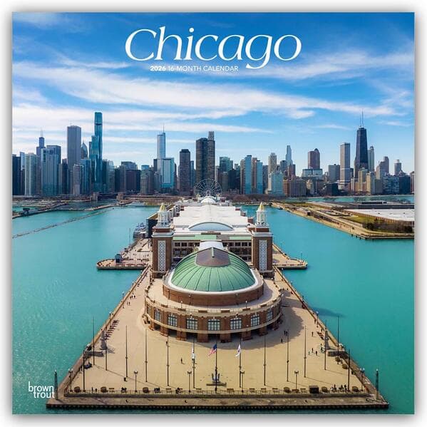 Chicago 2026 12 X 24 Inch (Hanging) Monthly Square Wall Calendar Plastic-Free