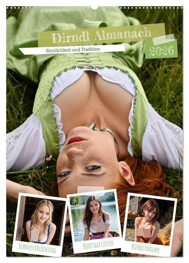 Dirndl Almanach (Wandkalender 2026 DIN A2 hoch), CALVENDO Monatskalender