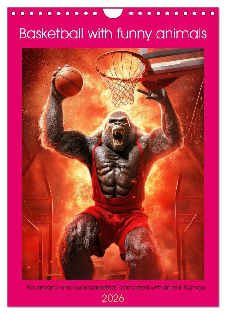 Basketball with funny animals (Wall Calendar 2026 DIN A4 portrait), CALVENDO 12 Month Wall Calendar