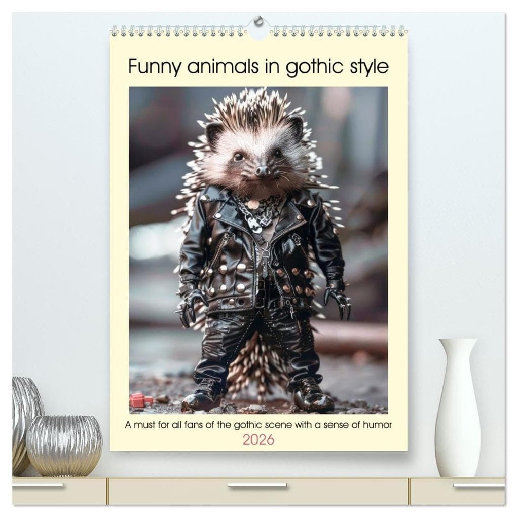 Funny animals in gothic style (High Quality Premium Wall Calendar 2026 DIN A2 portrait),CALVENDO 12 Month Wall Calendar