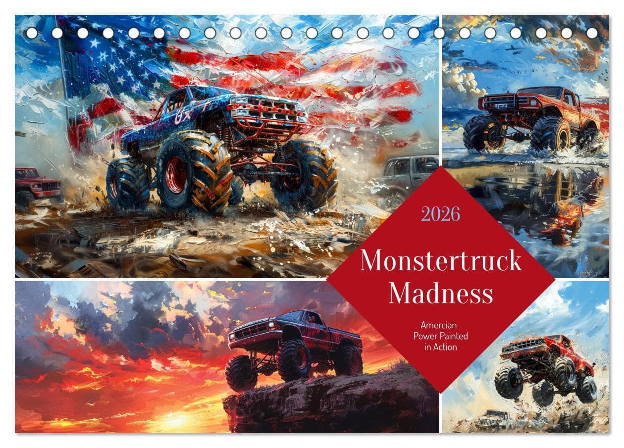 Monstertruck Madness (Desk Calendar 2026 DIN A5 landscape), CALVENDO 12 Month DeskCalendar