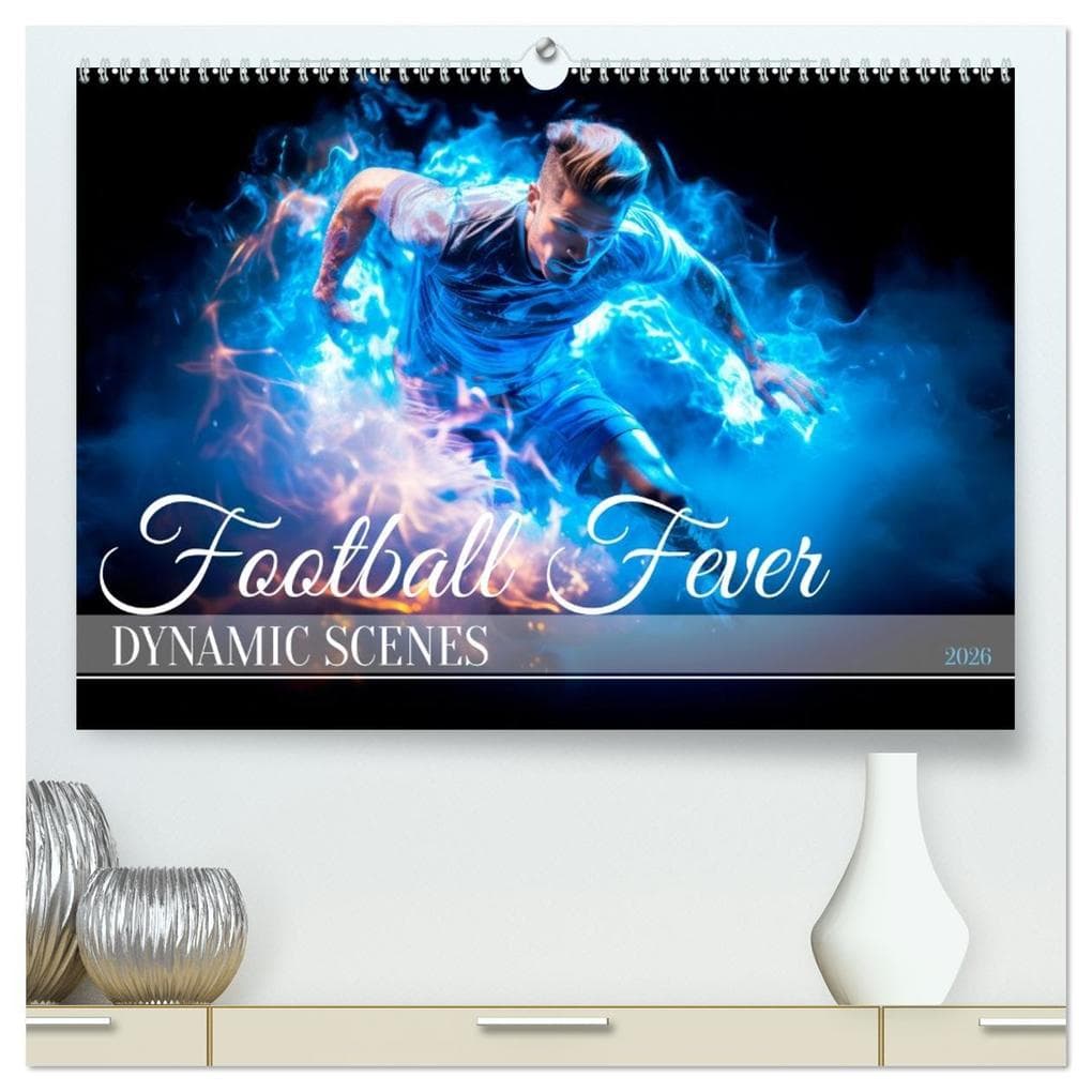 FOOTBALL FEVER Dynamic scenes (High Quality Premium Wall Calendar 2026 DIN A2 landscape),CALVENDO 12 Month Wall Calendar