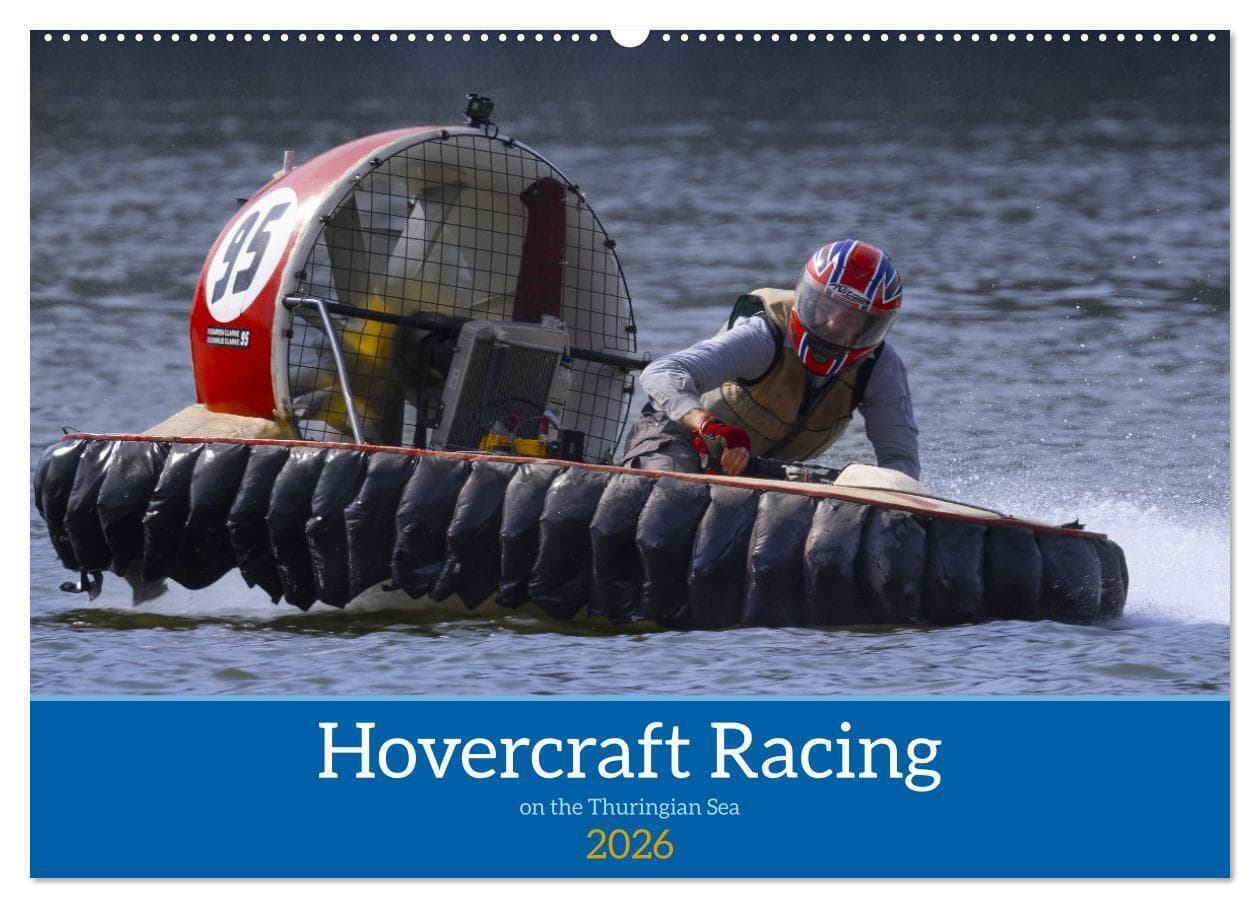 Hovercraft Racing on the Thuringian Sea (Wall Calendar 2026 DIN A2 landscape), CALVENDO 12 Month Wall Calendar