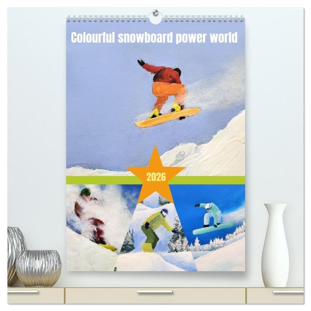 Colourful snowboard power world (High Quality Premium Wall Calendar 2026 DIN A2 portrait),CALVENDO 12 Month Wall Calendar