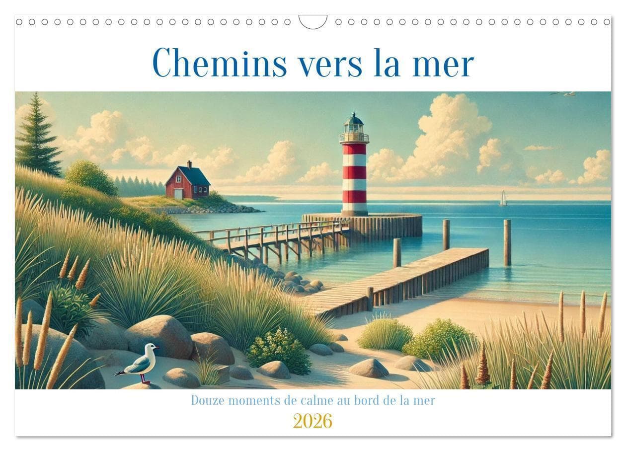 Chemins vers la mer (Calendrier mural 2026 DIN A3 vertical), CALVENDO calendrier mensuel