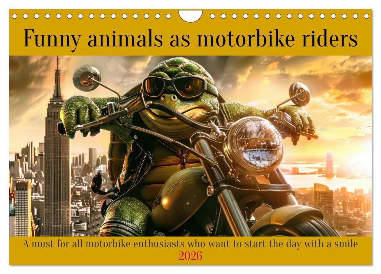 Funny animals as motorbike riders (Wall Calendar 2026 DIN A4 landscape), CALVENDO 12 Month Wall Calendar