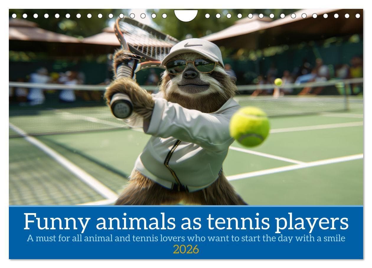 Funny animals as tennis players (Wall Calendar 2026 DIN A4 landscape), CALVENDO 12 Month Wall Calendar