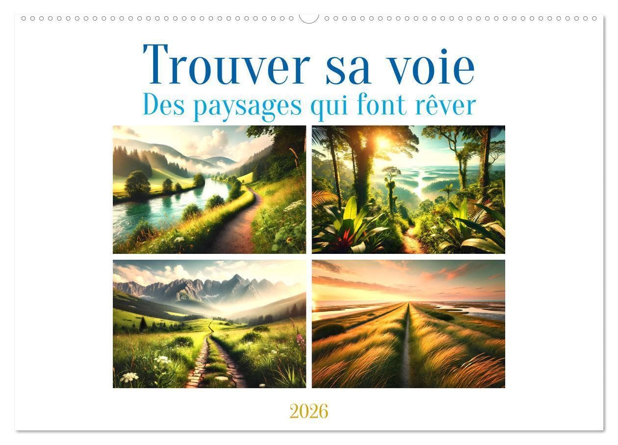 Trouver sa voie - Des paysages qui font rêver (Calendrier mural 2026 DIN A2 vertical), CALVENDO calendrier mensuel