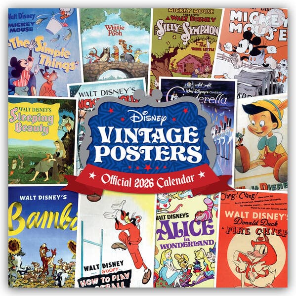 Disney Vintage Posters - Disney Filmplakate - Offizieller Kalender 2026 - Wandkalender