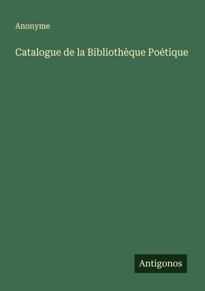 Catalogue de la Bibliothèque Poétique