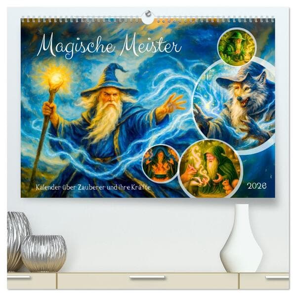 Magische Meister - Kalender über Zauberer und ihre Kräfte (hochwertiger Premium Wandkalender 2026 DIN A2 quer), Kunstdruck in Hochglanz