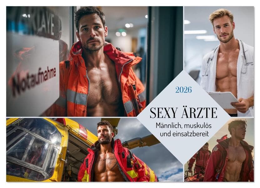 SEXY ÄRZTE - Männlich, muskulös und einsatzbereit (Wandkalender 2026 DIN A4 quer), CALVENDO Monatskalender
