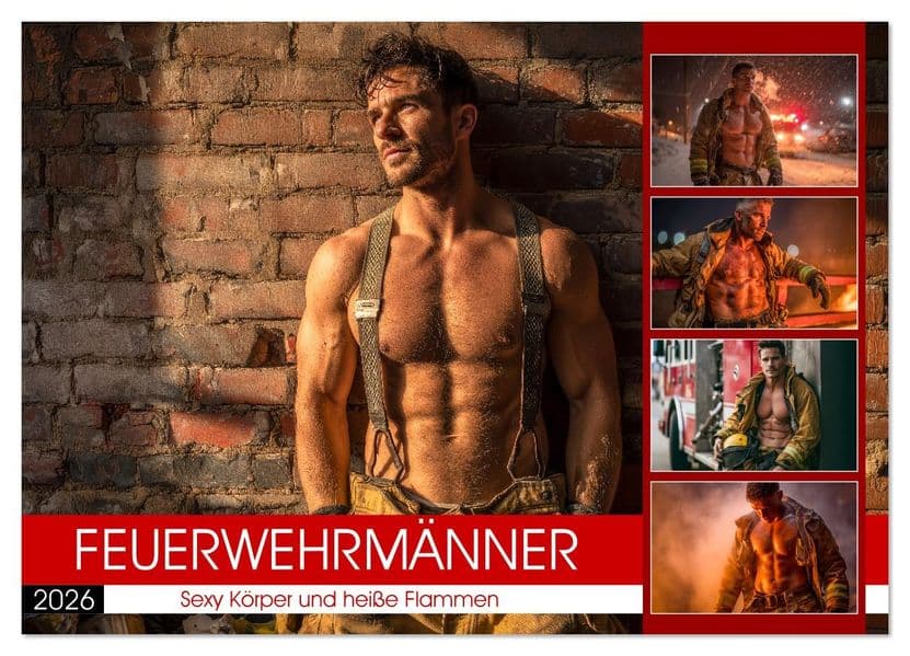 Feuerwehrmänner - Sexy Körper und heiße Flammen (Wandkalender 2026 DIN A3 quer), CALVENDO Monatskalender
