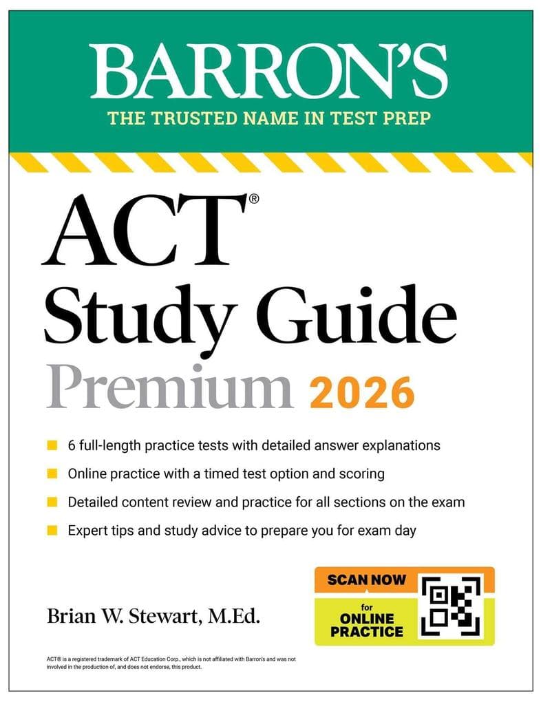 ACT Study Guide Premium, 2026: 6 Practice Tests + Comprehensive Review + Online Practice for the New Enhanced ACT