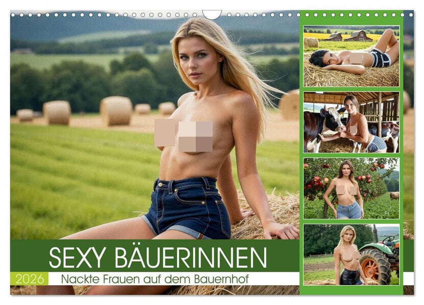 Sexy Bäuerinnen - Nackte Frauen auf dem Bauernhof (Wandkalender 2026 DIN A3 quer), CALVENDO Monatskalender