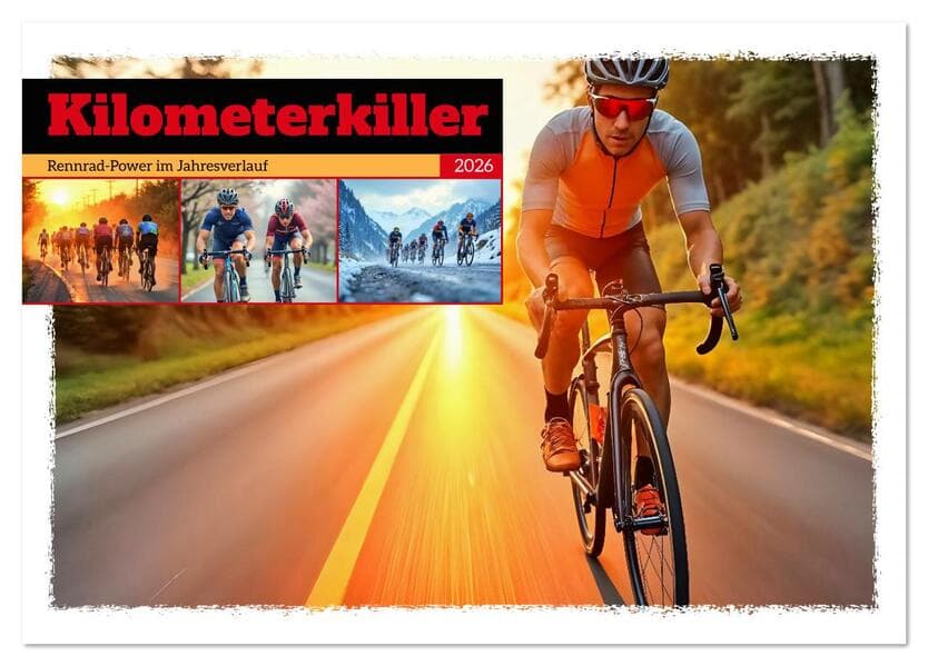Kilometerkiller - Rennrad-Power im Jahresverlauf (Tischkalender 2026 DIN A5 quer), CALVENDO Monatskalender