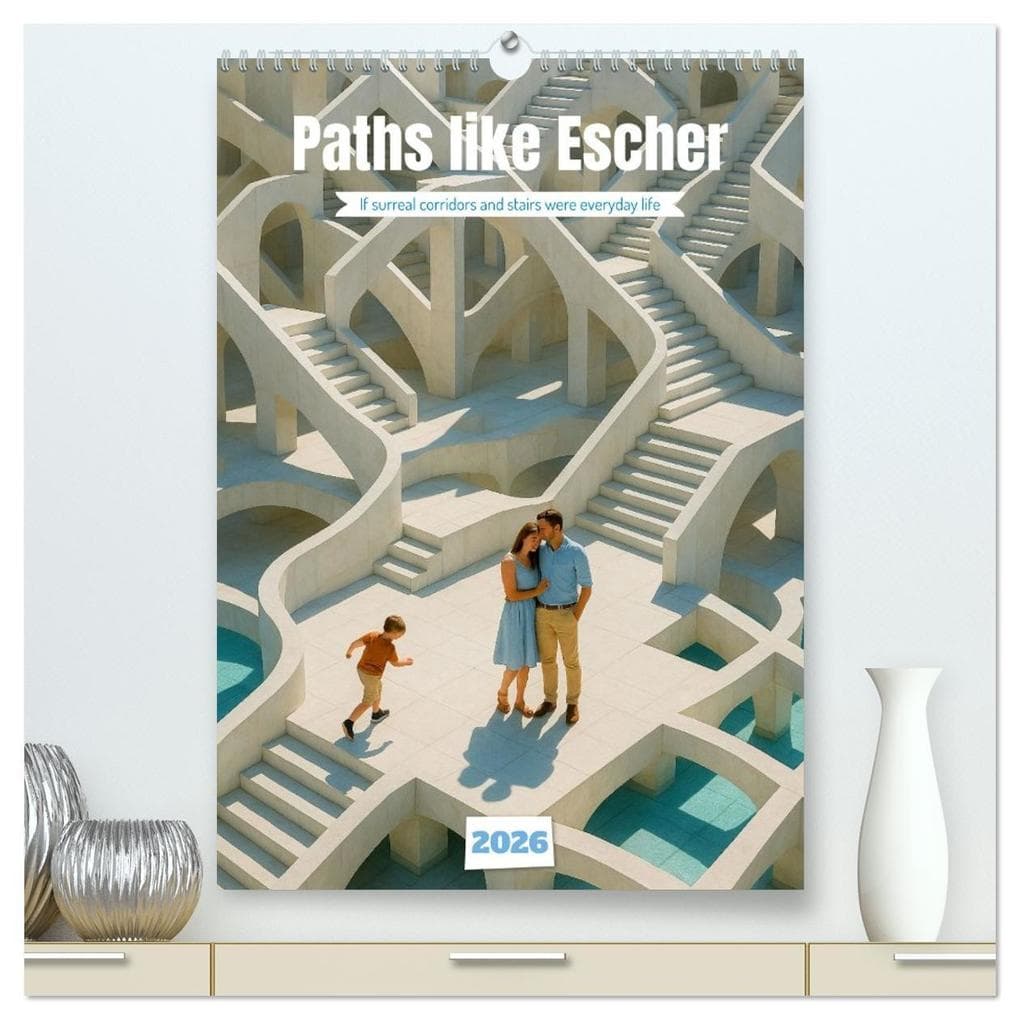 Paths like Escher (High Quality Premium Wall Calendar 2026 DIN A2 portrait),CALVENDO 12 Month Wall Calendar