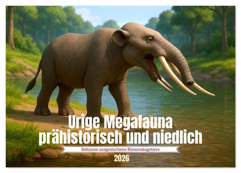 Urige Megafauna prähistorisch und niedlich (Tischkalender 2026 DIN A5 quer), CALVENDO Monatskalender