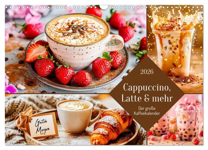 Cappuccino, Latte und mehr - Der große Kaffeekalender (Wandkalender 2026 DIN A3 quer), CALVENDO Monatskalender