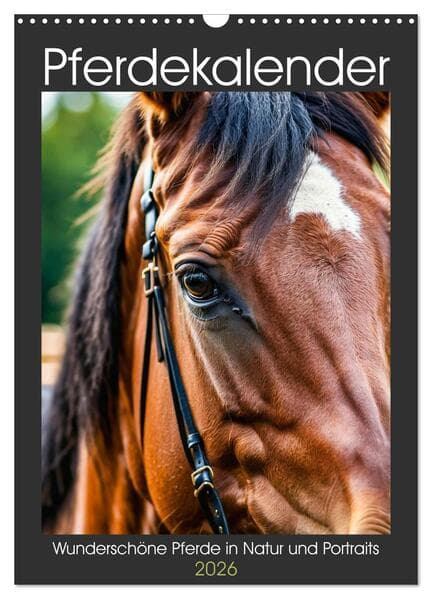 Pferdekalender - Wunderschöne Pferde in Natur und Portraits (Wandkalender 2026 DIN A3 hoch), CALVENDO Monatskalender