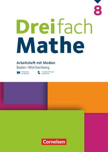 Dreifach Mathe 8. Schuljahr - Baden-Württemberg - Arbeitsheft mit Medien und Lösungen