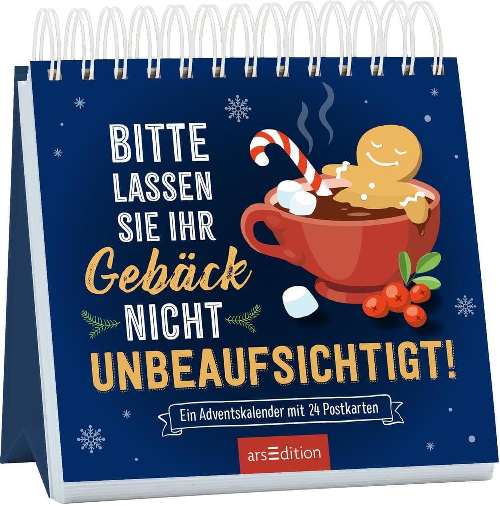 Postkarten-Adventskalender. Bitte lassen Sie Ihr Gebäck nicht unbeaufsichtigt!