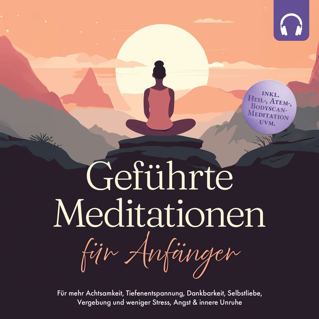 Geführte Meditationen für Anfänger: Für mehr Achtsamkeit, Tiefenentspannung, Dankbarkeit, Selbstliebe, Vergebung und weniger Stress, Angst & innere Unruhe -inkl. Heil-, Atem-, Bodyscan-Meditation uvm