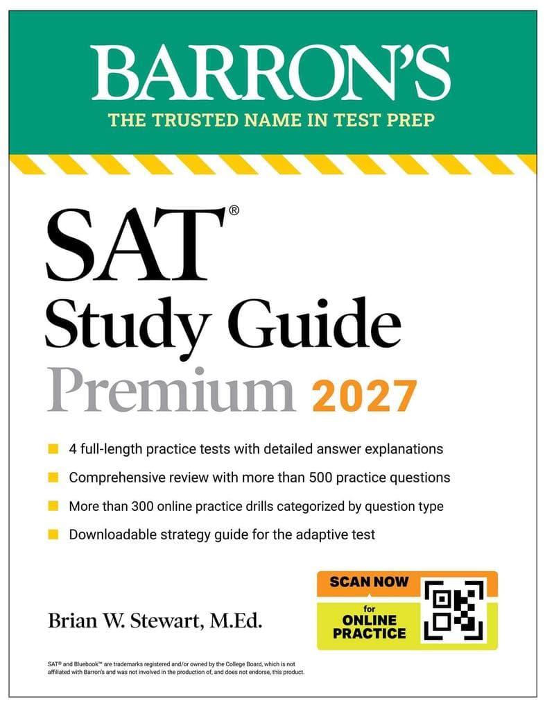SAT Study Guide Premium, 2027: 3 Practice Tests + Comprehensive Review + Online Practice and Video Lessons