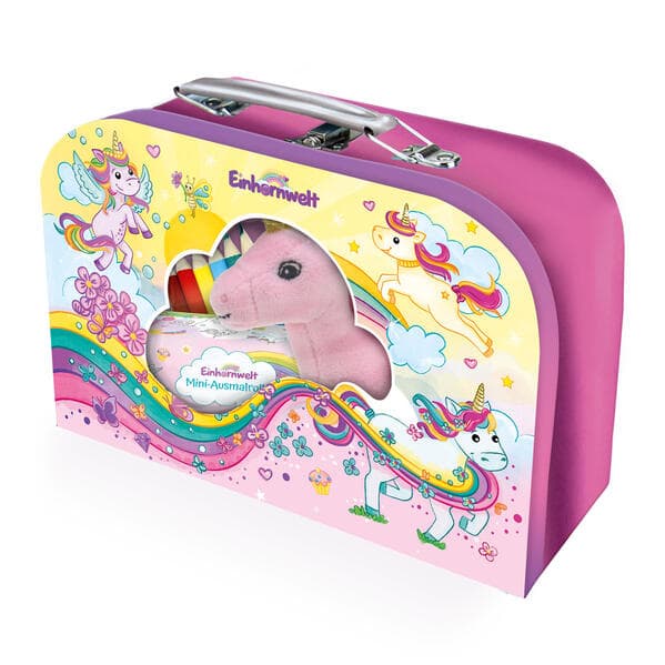 TRÖTSCH - Kinderkoffer mit Fenster und Glitzerfolie gefüllt Einhornwelt