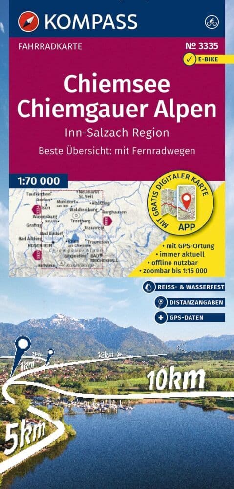 KOMPASS Fahrradkarte 3335 Chiemsee, Chiemgauer Alpen, Inn-Salzach-Region 1:70.000