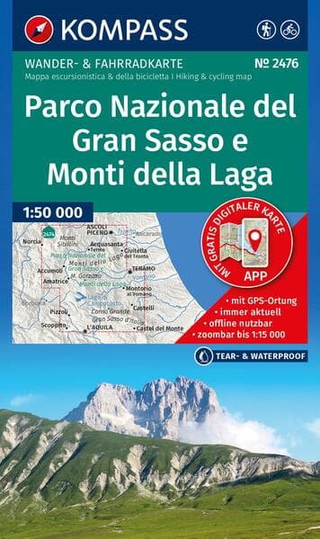 KOMPASS Wanderkarte 2476 Parco Nazionale del Gran Sasso e Monti della Laga 1:50.000