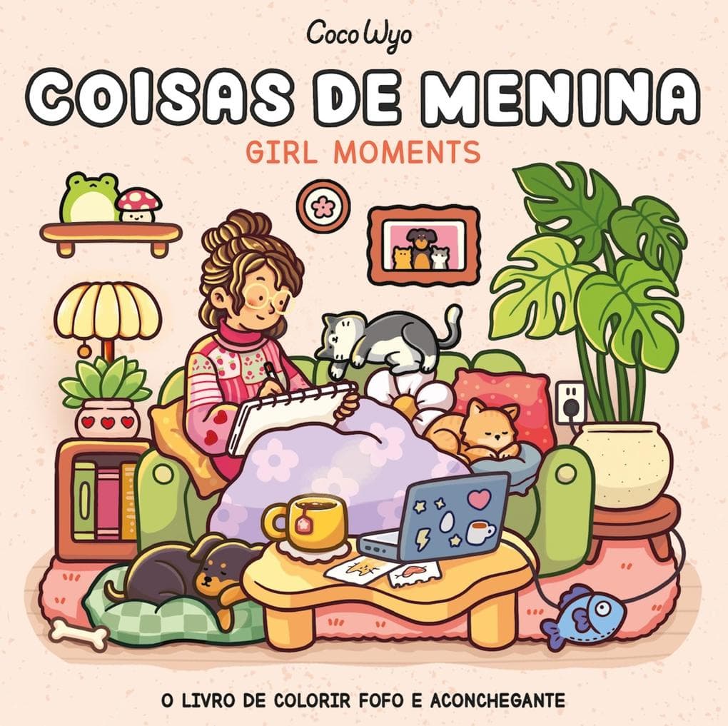 Coisas de menina (Girl Moments) - livro de colorir Coco Wyo com ilustrações inéditas