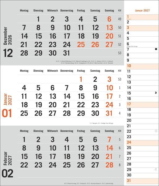 times&more 3-Monatsplaner, orange 2027