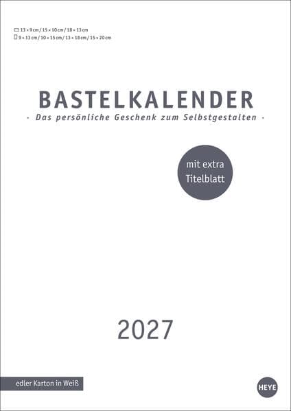 Premium-Bastelkalender weiß A4 2027