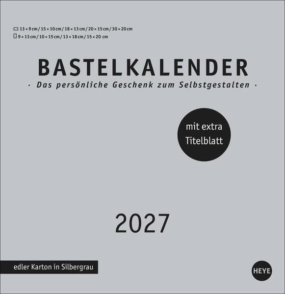 Premium-Bastelkalender silbergrau groß 2027