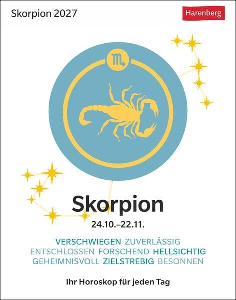 Skorpion Sternzeichenkalender 2027 - Tagesabreißkalender - Ihr Horoskop für jeden Tag