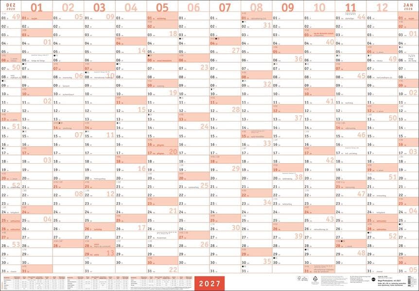 Mega-Posterplaner, rot 2027