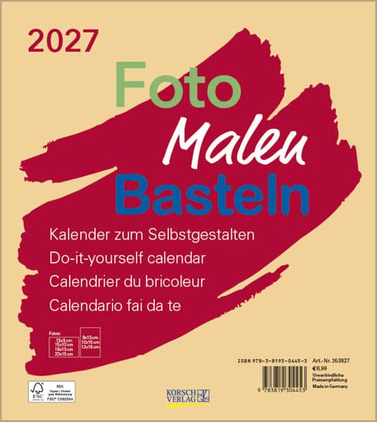 Foto-Malen-Basteln Bastelkalender beige 2027