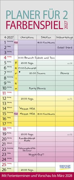 Farbenspiel - Planer für 2 2027