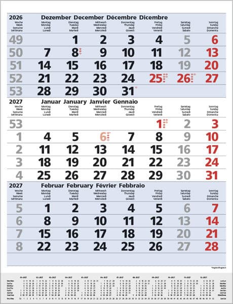 3-Monats-Planer Comfort Blau 2027