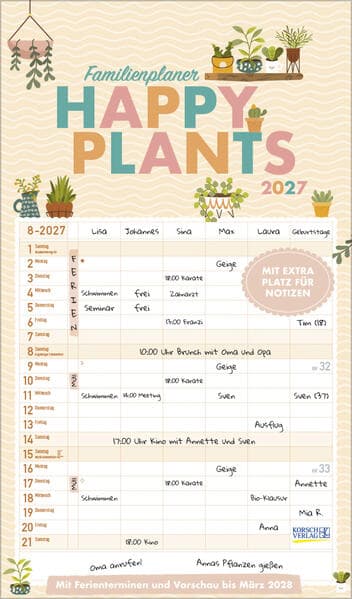 Familienplaner Happy Plants 2027