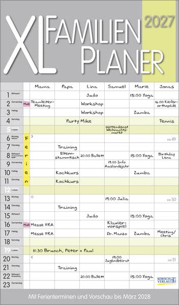 XL Familienplaner Pastell 2027