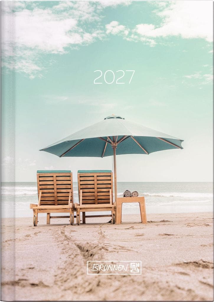BRUNNEN 1073115027 Taschenkalender Mod. 731 2027 "Sunbeds" A6, Papier