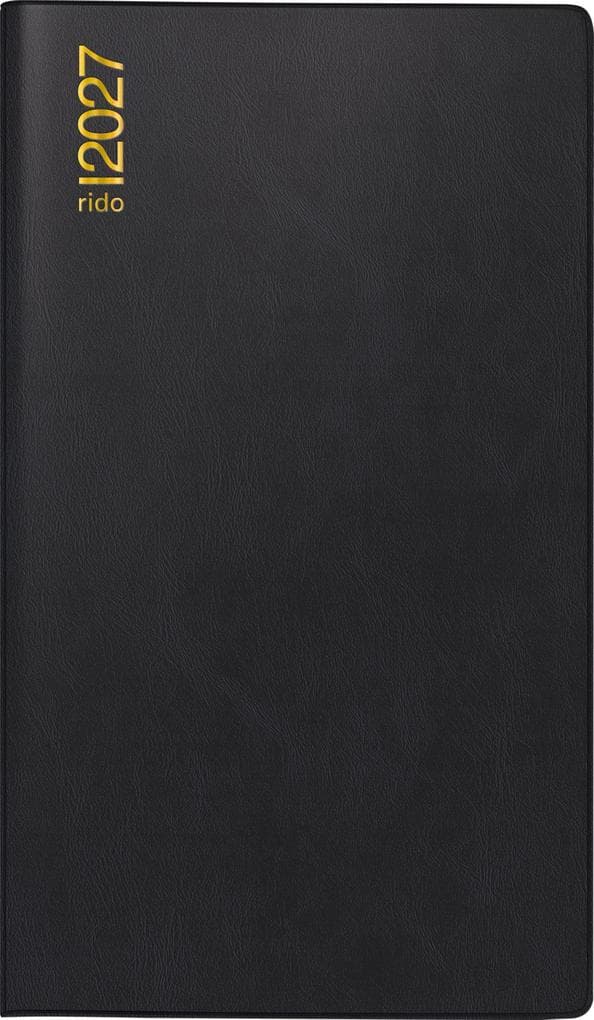 rido/idé 7012112907 Taschenkalender Mod. TM 15 2027 A6, Kunststoff, schwarz