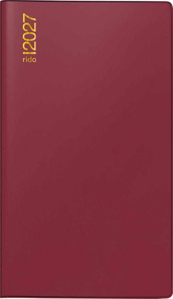 rido/idé 7012212297 Taschenkalender Mod. TM 17/contacter 2027 A6 quer, Kunststoff, bordeaux