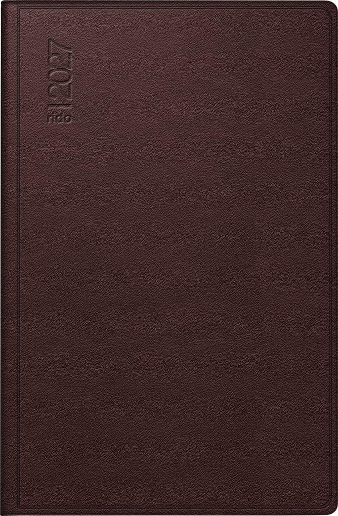 rido/idé 7016168277 Taschenkalender Mod. partner/Industrie I 2027 A7, Leder, dunkelrot