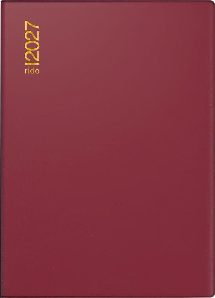 rido/idé 7018182297 Taschenkalender Mod. Technik II 2027 A6, Kunststoff, bordeaux