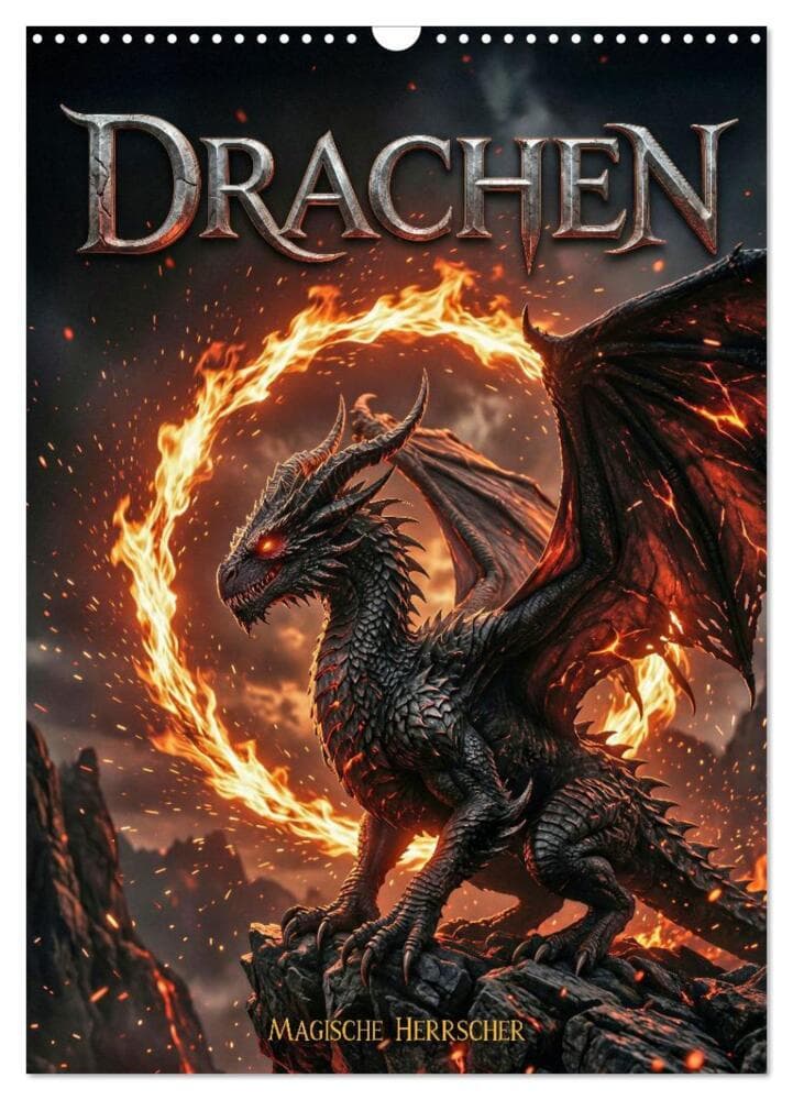 Drachen - Magische Herrscher, DarkFantasy Wandkalender (Wandkalender 2027 DIN A3 hoch), CALVENDO Monatskalender